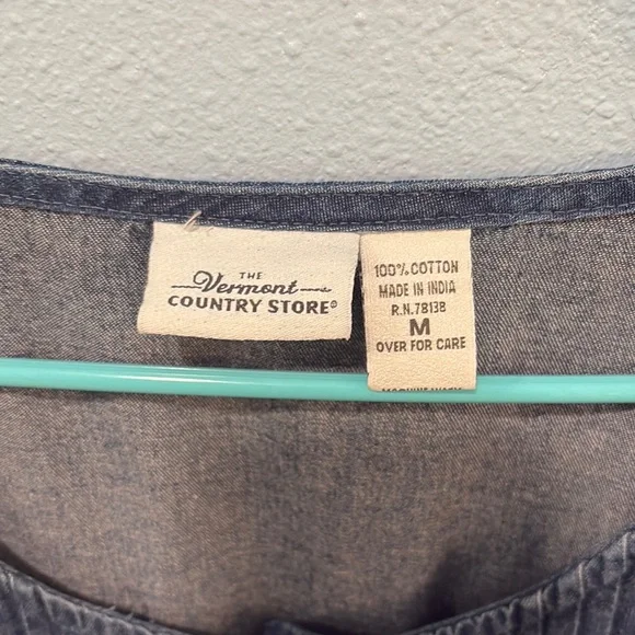 The Vermont Country Store Women's Sleeveless Denim Pintuck Jumper Dress sz M - Picture 3 of 7